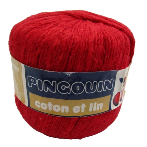 Pinguoin Red Cotton Linen Yarn 50g 135m 150yds 4 Ply Machine Washable - Picture 1 of 11